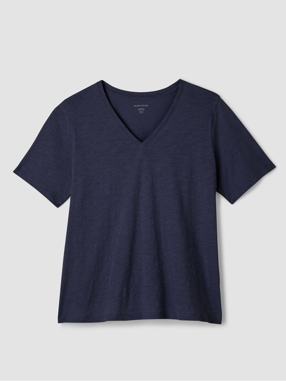EILEEN FISHER Organic Cotton Slubby Jersey V-Neck Tee in Ink